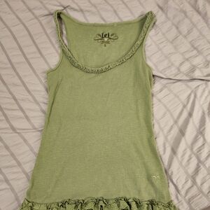 lei Light Green Ruffled Tank Top